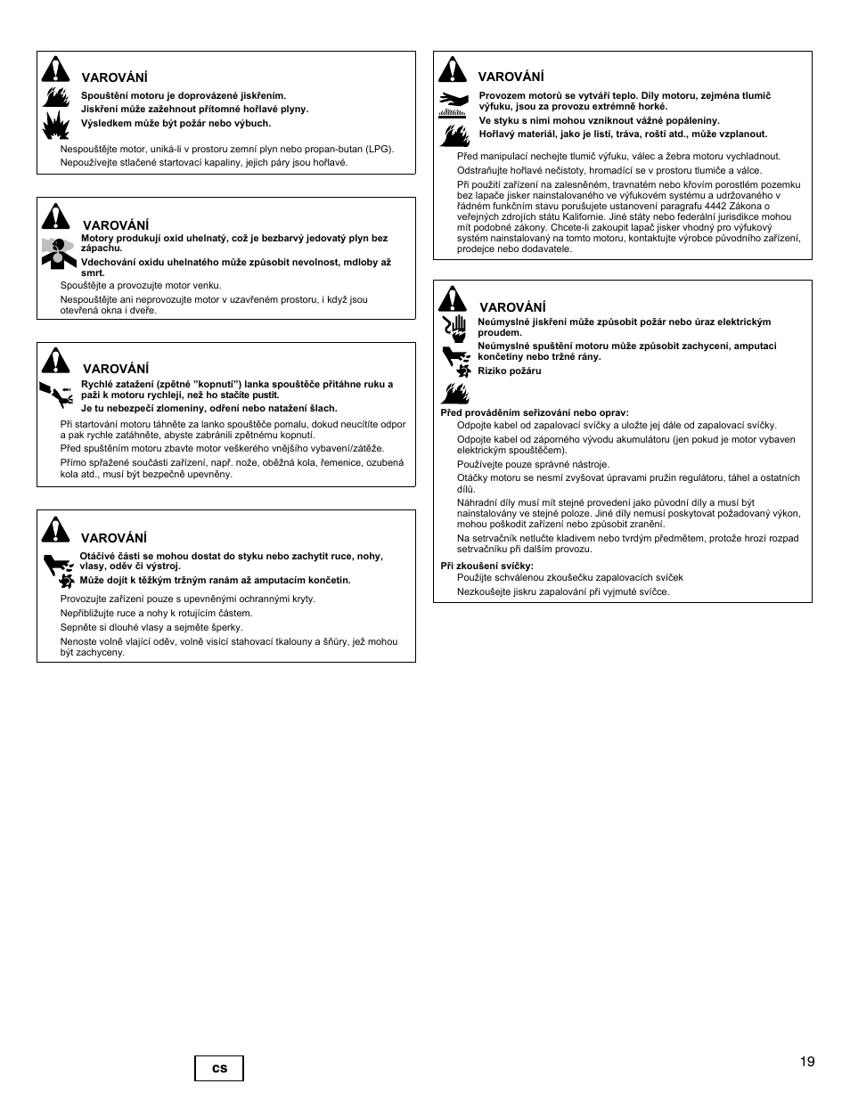 19 cs | Briggs & Stratton I/C INTEC PRO 83100 User Manual | Page 19 / 84