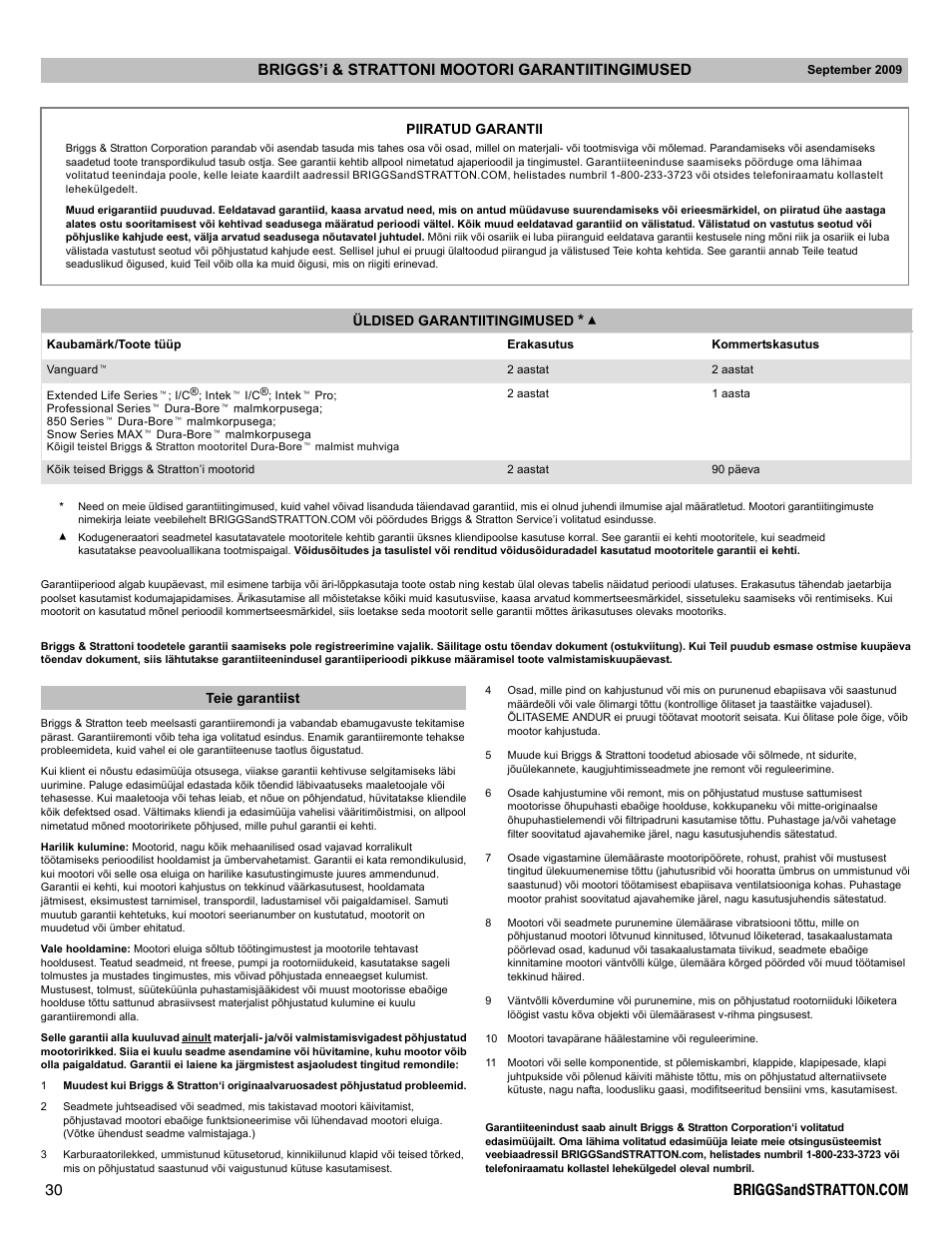 Briggs & Stratton I/C INTEC PRO 83100 User Manual | Page 30 / 84