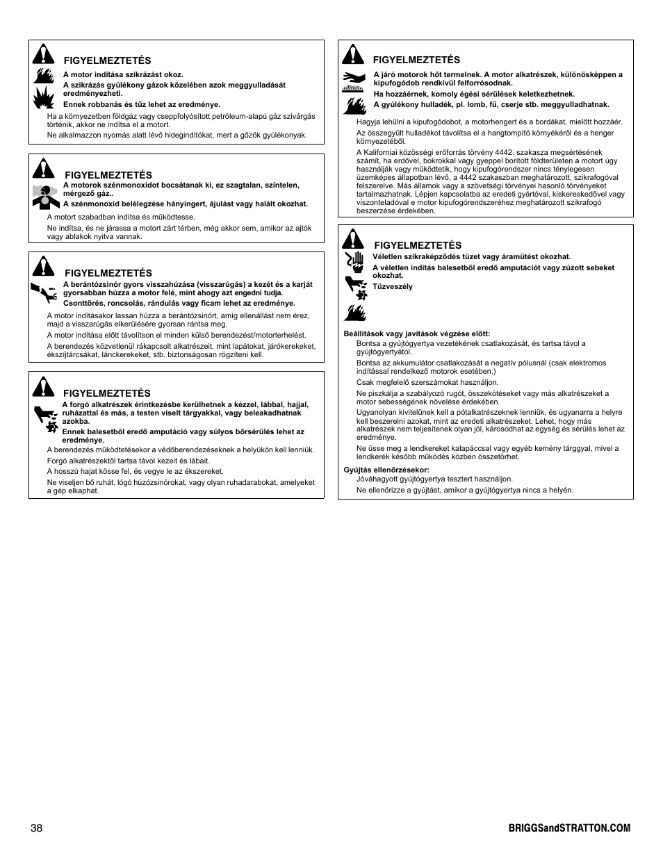 Briggs & Stratton I/C INTEC PRO 83100 User Manual | Page 38 / 84