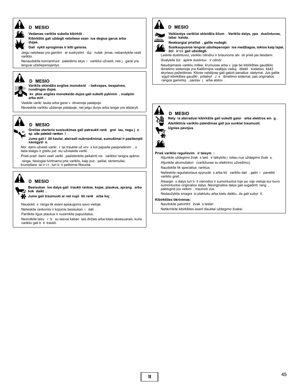 45 lt | Briggs & Stratton I/C INTEC PRO 83100 User Manual | Page 45 / 84