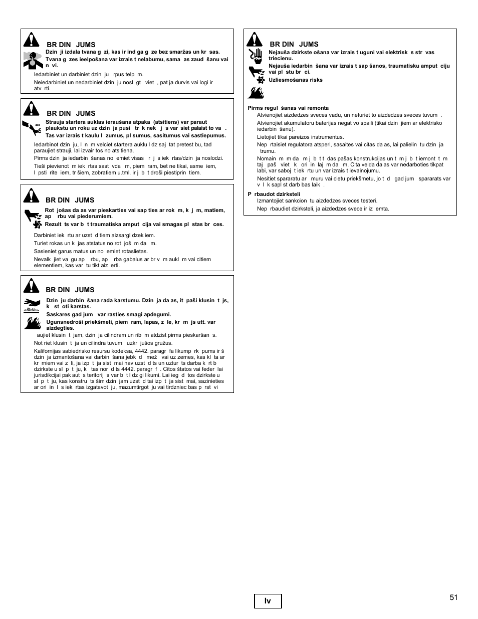 51 lv | Briggs & Stratton I/C INTEC PRO 83100 User Manual | Page 51 / 84