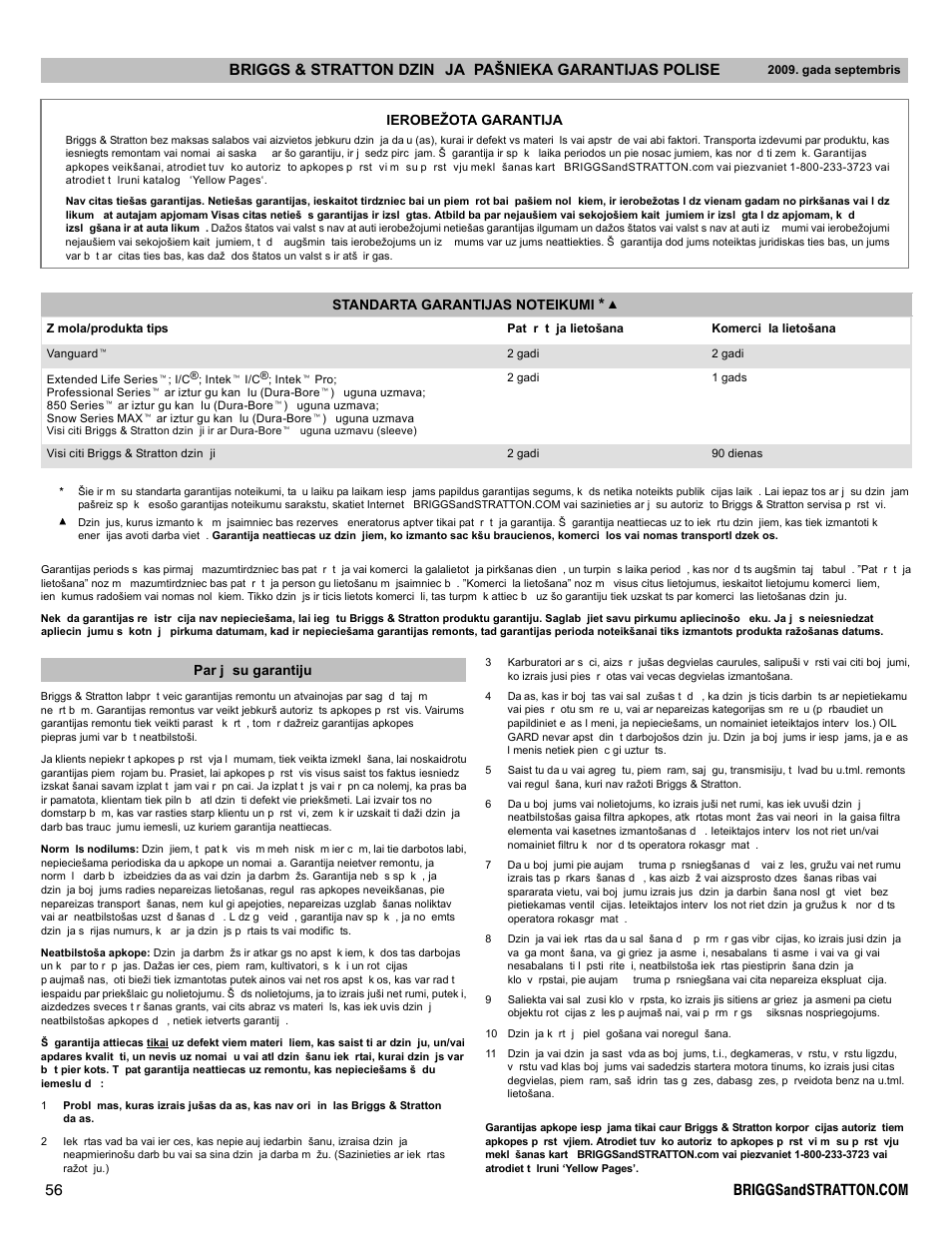Briggs & Stratton I/C INTEC PRO 83100 User Manual | Page 56 / 84