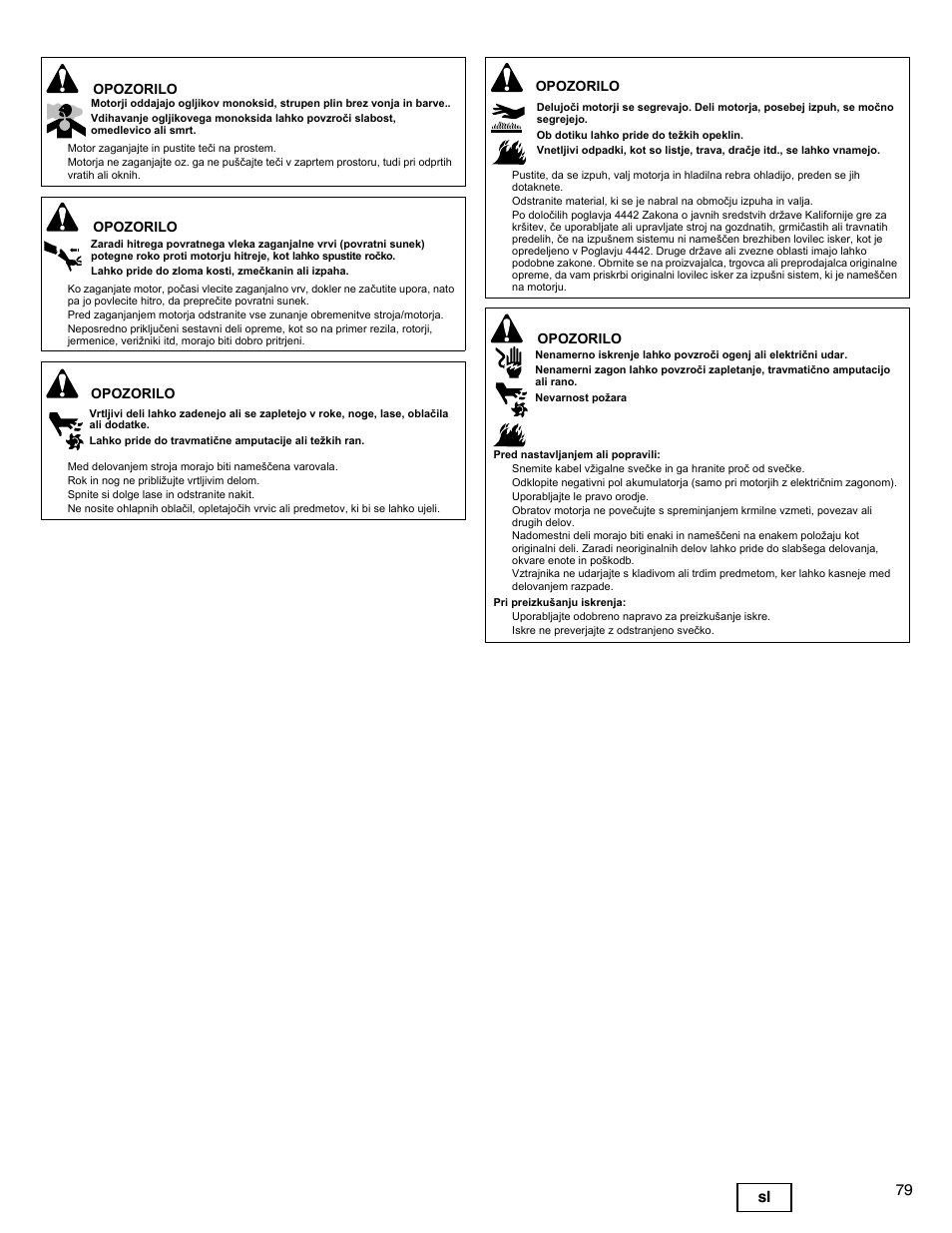 79 sl | Briggs & Stratton I/C INTEC PRO 83100 User Manual | Page 79 / 84
