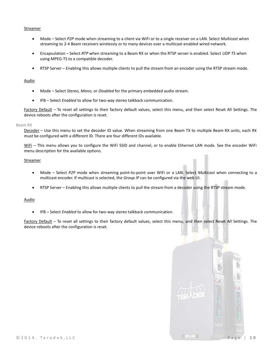 Beam rx | Teradek Beam User Manual | Page 12 / 29