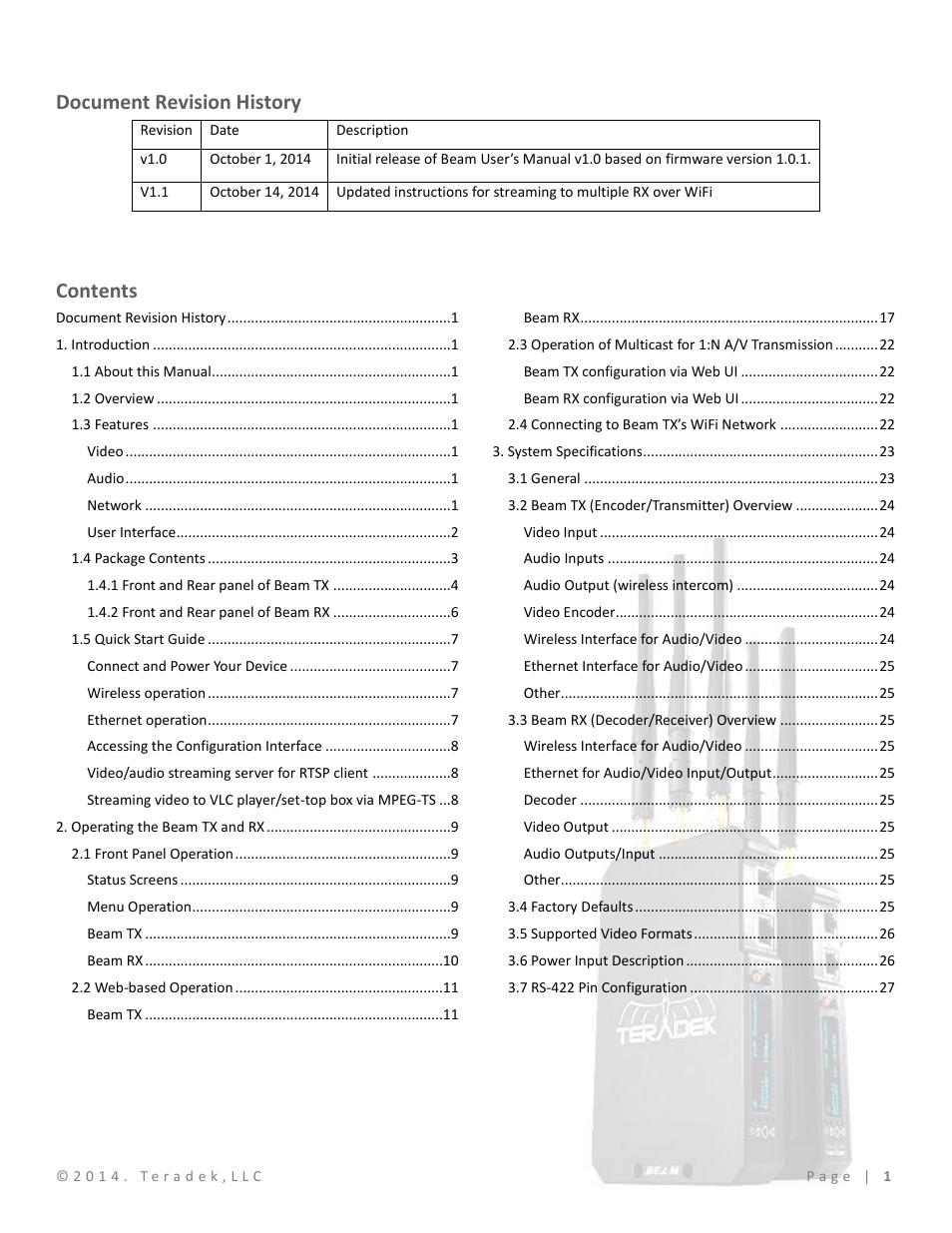 Teradek Beam User Manual | Page 2 / 29