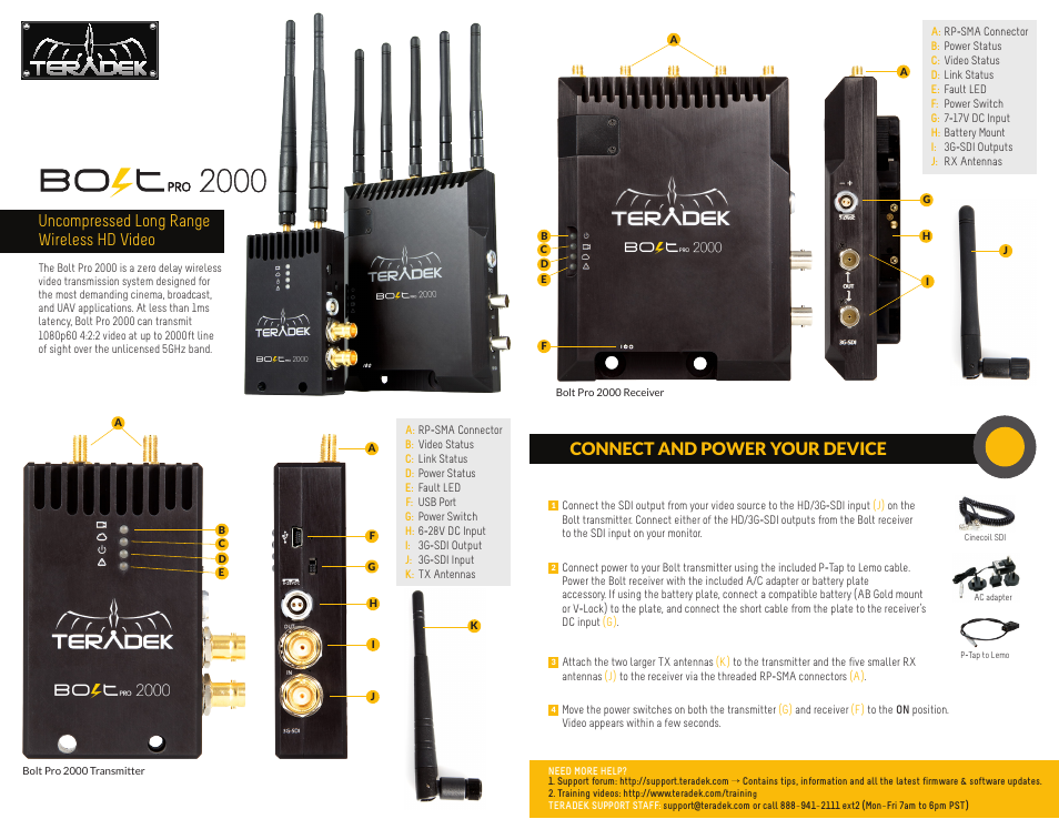 Teradek Bolt Pro 2000 User Manual | 2 pages