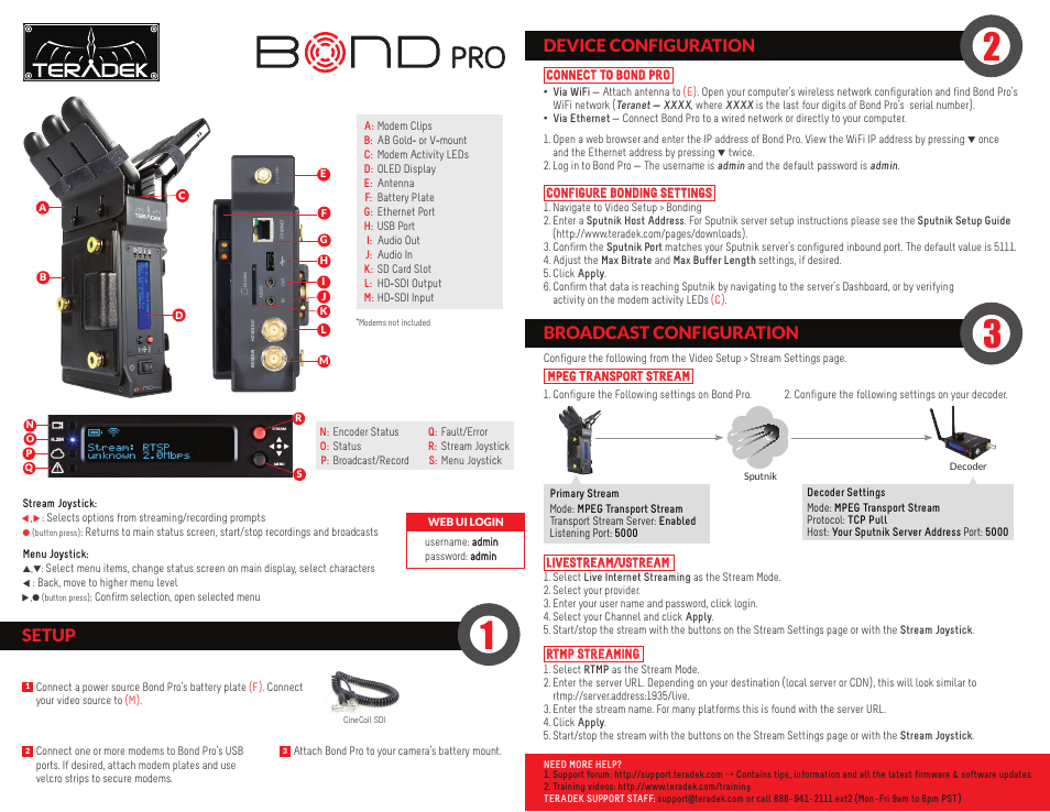 Teradek Bond Pro User Manual | 1 page