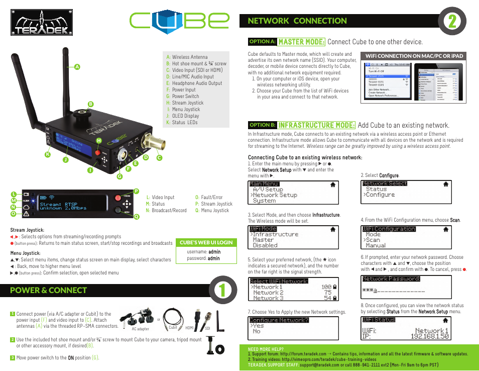 Teradek Cube Quick Start User Manual | 2 pages