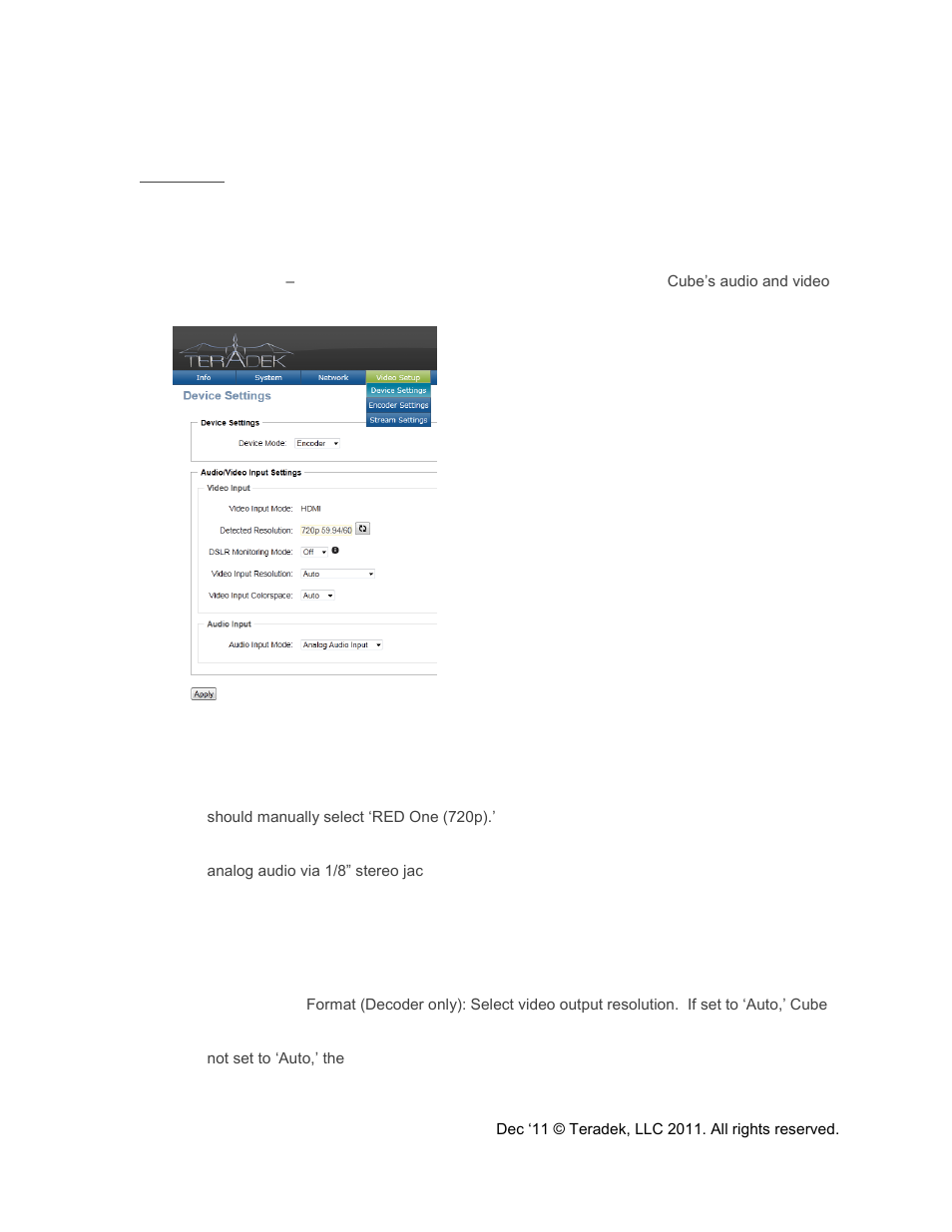 Video setup | Teradek Cube Reference Guide User Manual | Page 24 / 40