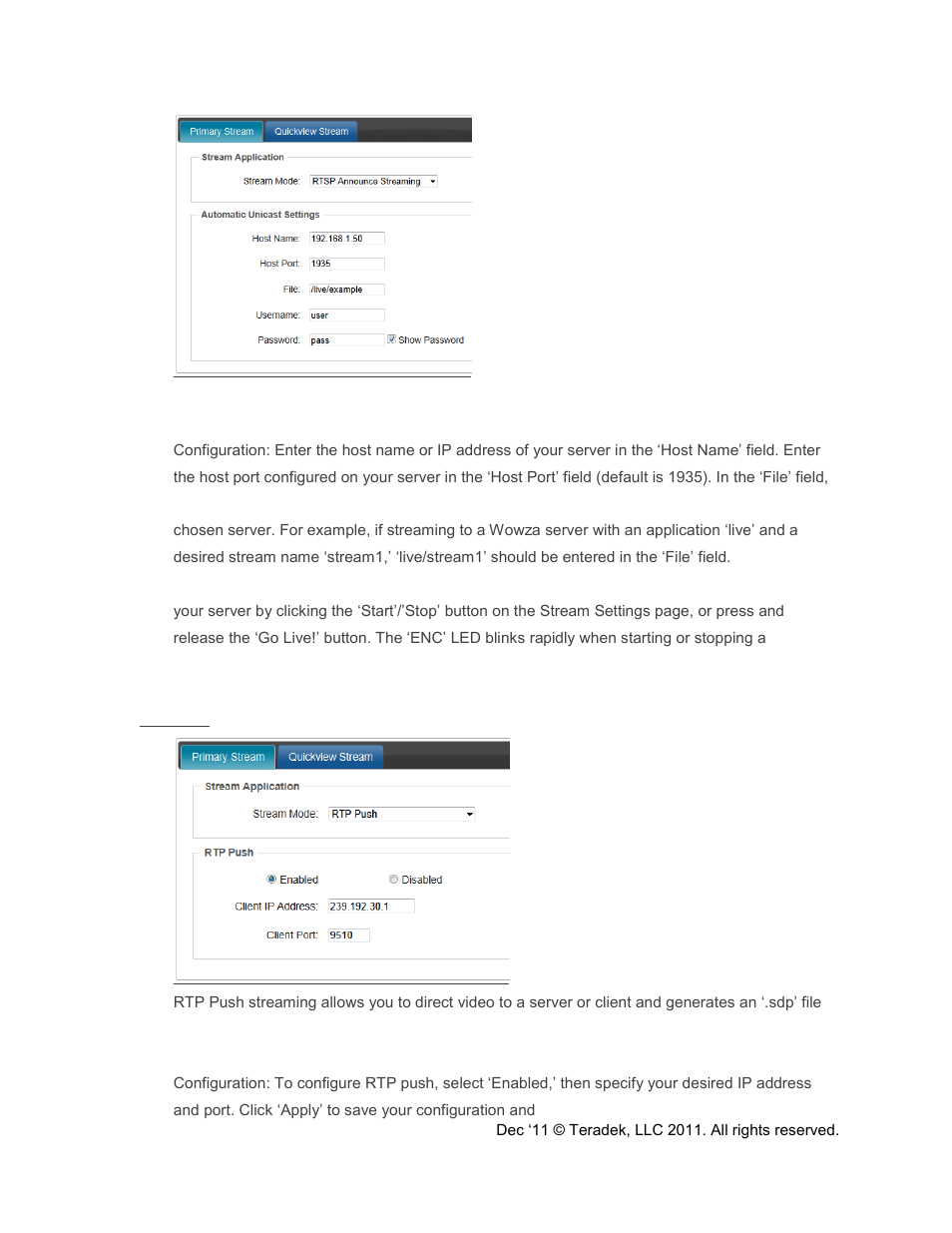 Rtp push | Teradek Cube Reference Guide User Manual | Page 31 / 40