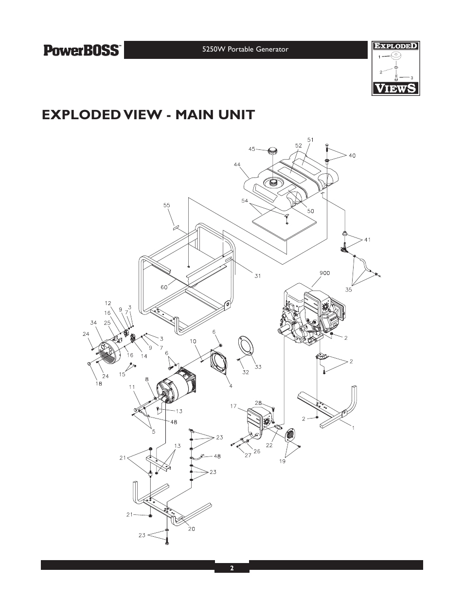 Exploded view - main unit | Briggs & Stratton PowerBoss 030217 User Manual | Page 2 / 5