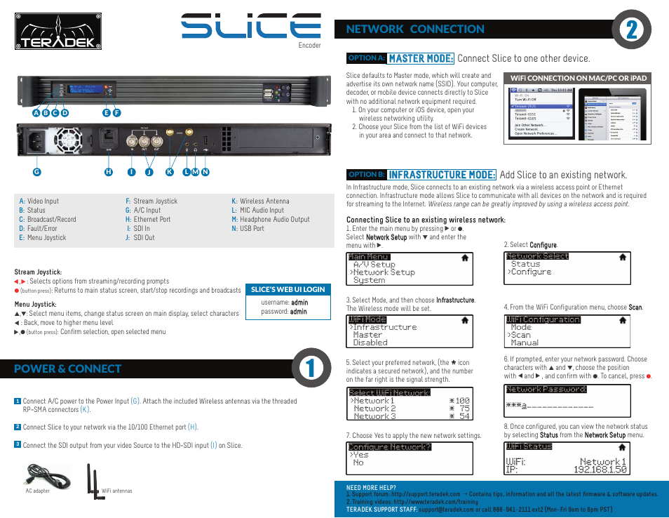 Teradek Slice Encoder User Manual | 2 pages