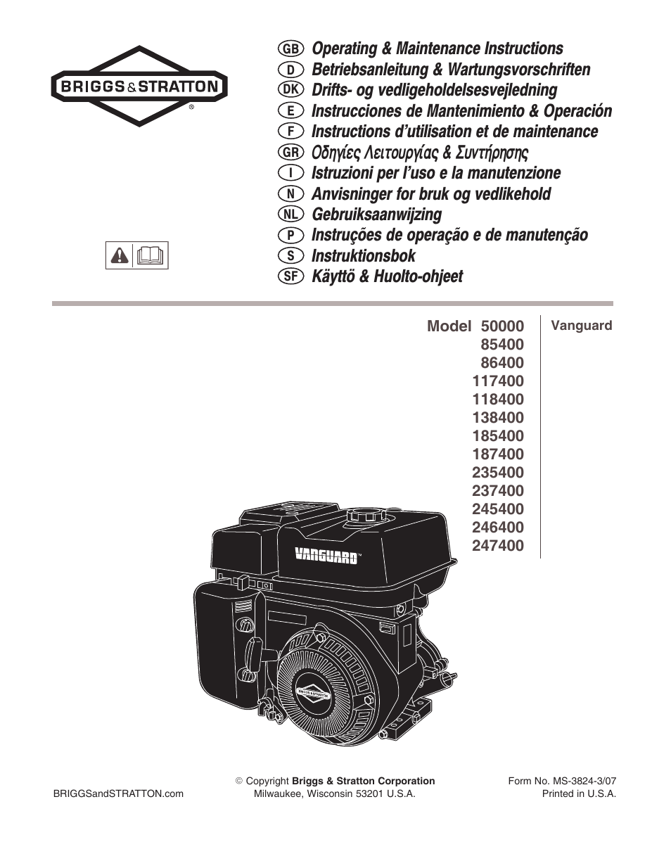 Briggs & Stratton 247400 User Manual | 10 pages