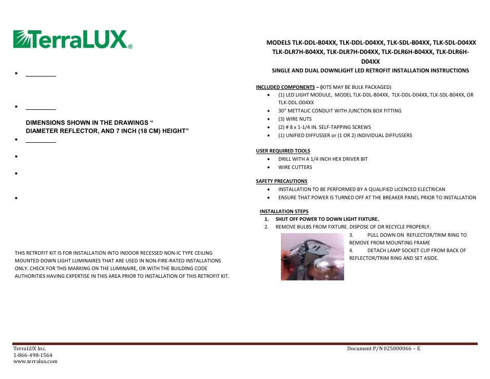 TERRALUX DLR6H Install User Manual | 3 pages