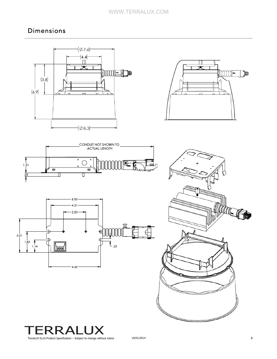 Dimensions | TERRALUX DR10 User Manual | Page 4 / 5