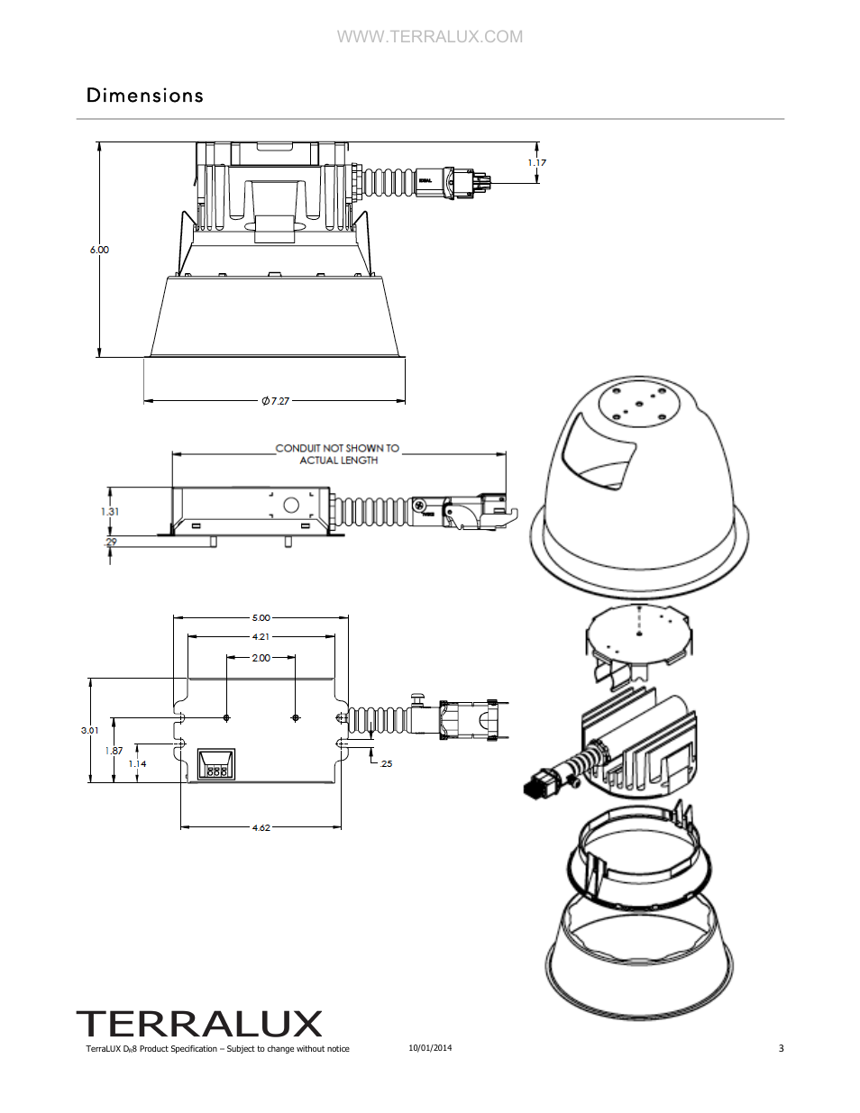 Dimensions | TERRALUX DR8 User Manual | Page 3 / 4