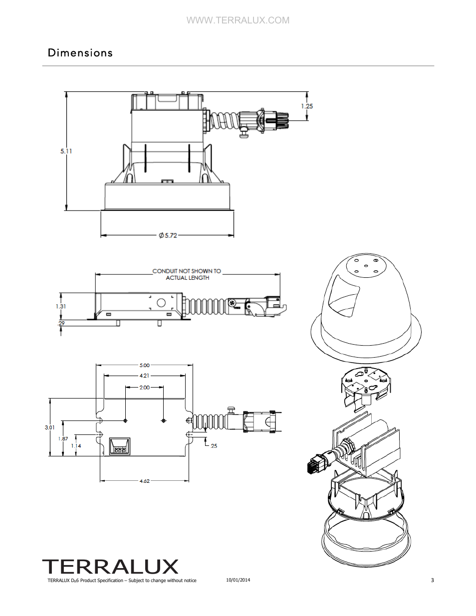 Dimensions | TERRALUX DR6 User Manual | Page 3 / 4