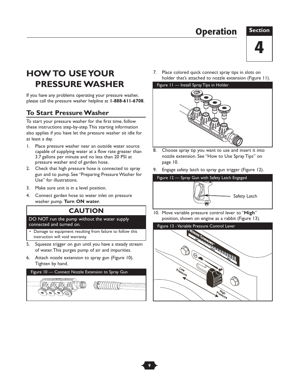How to use your pressure washer, Operation, Caution | Briggs & Stratton 20209 User Manual | Page 9 / 36
