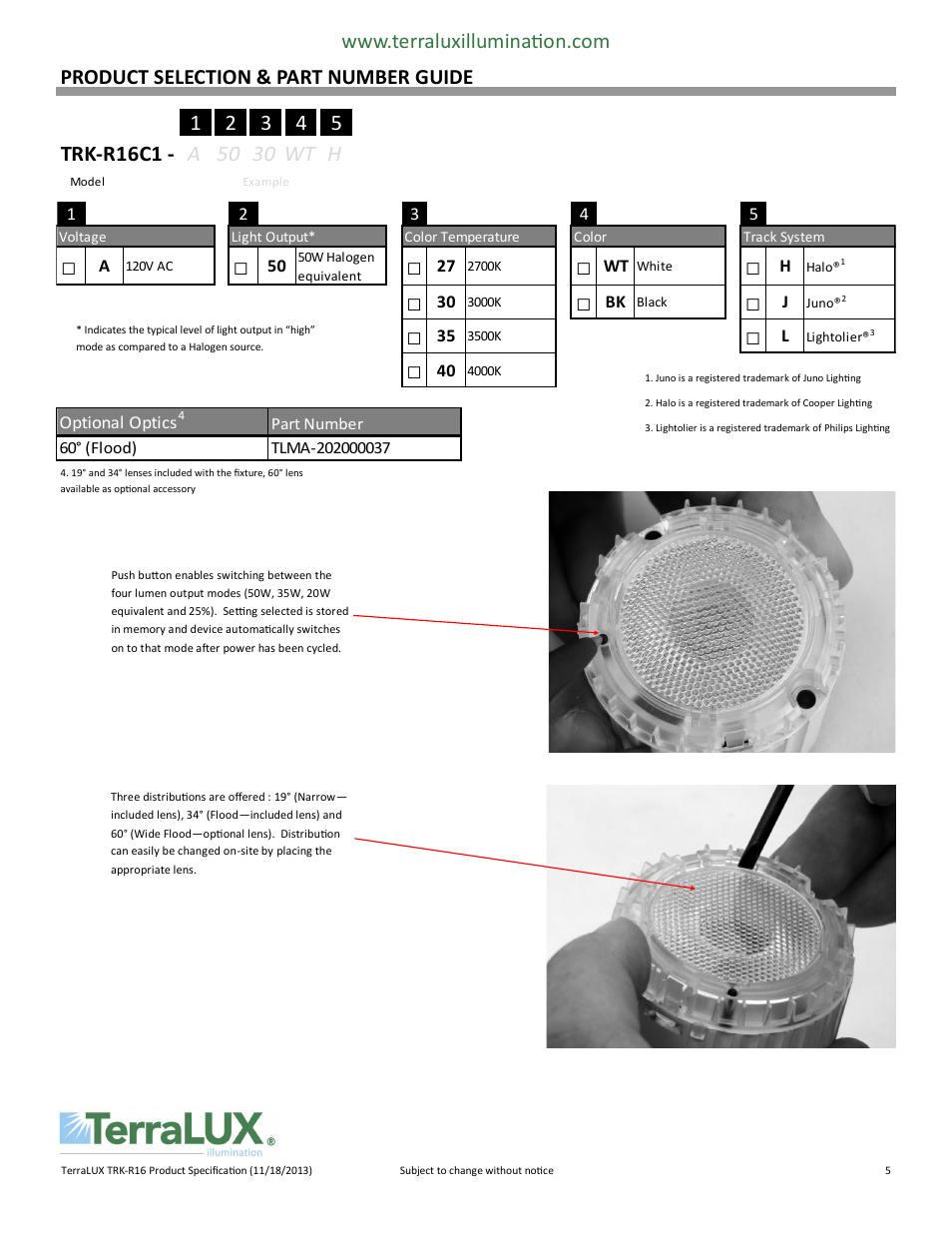 Product selection & part number guide | TERRALUX MR16C User Manual | Page 5 / 6