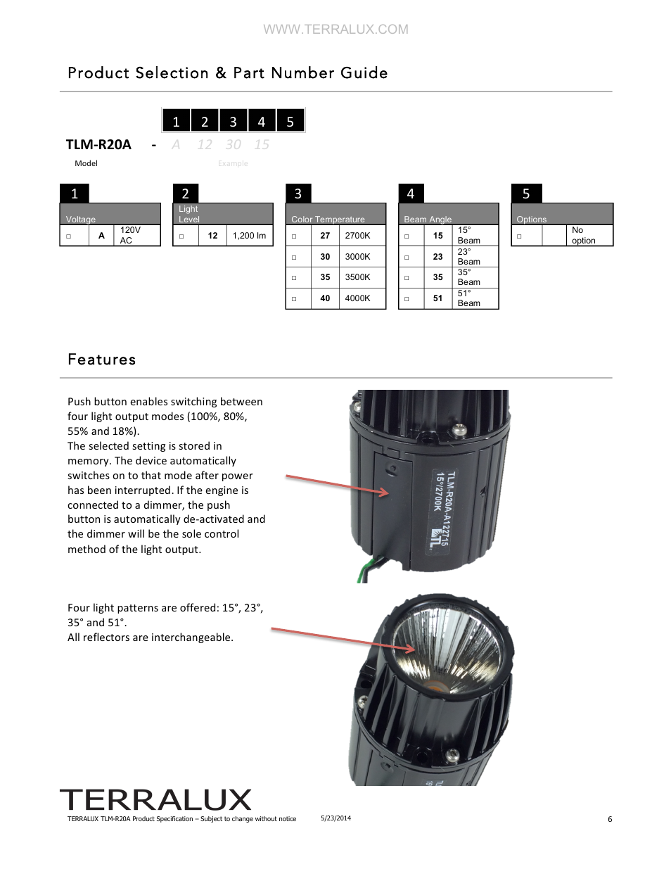 Features | TERRALUX TLM-R20A User Manual | Page 6 / 7