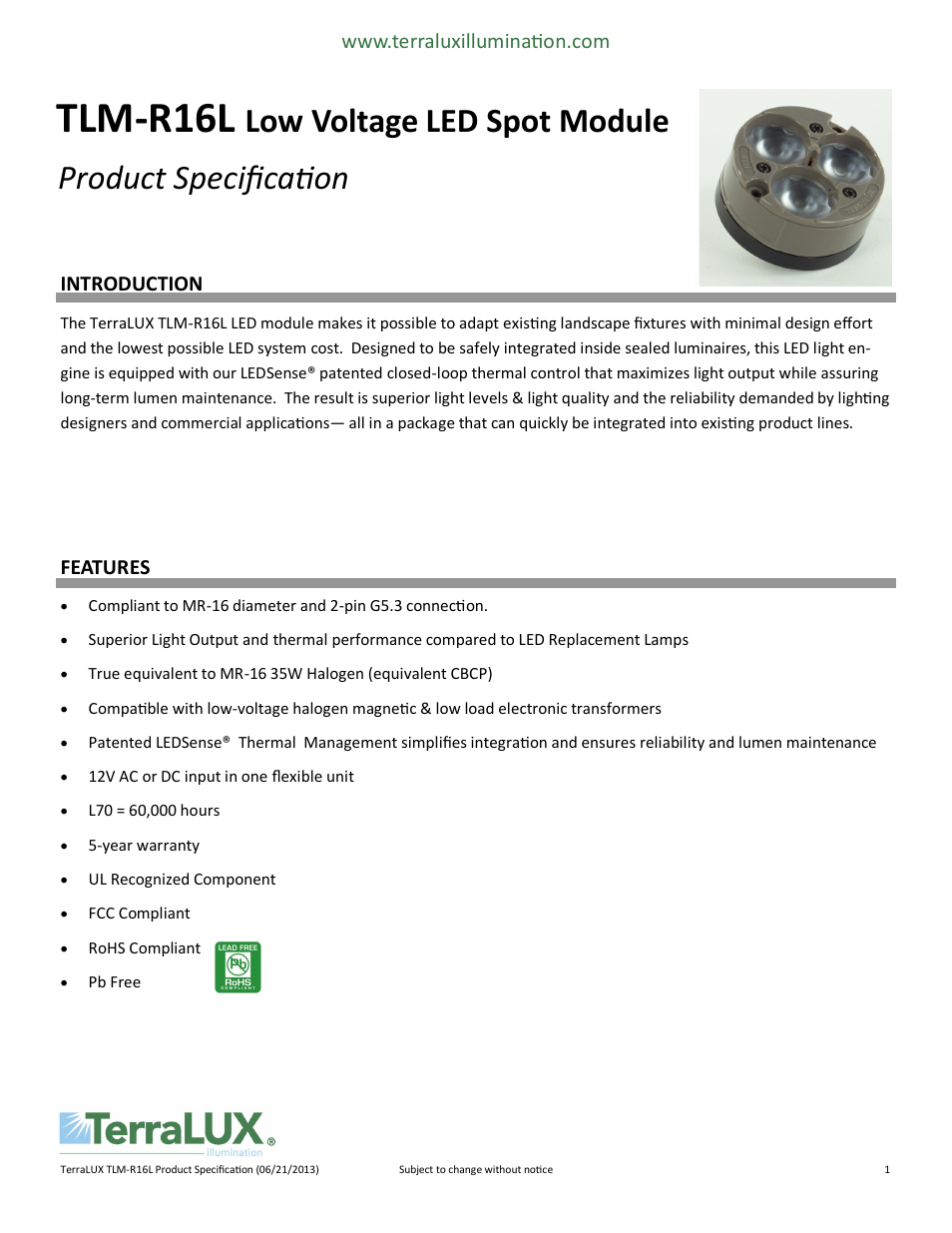TERRALUX TLM-R16L User Manual | 6 pages
