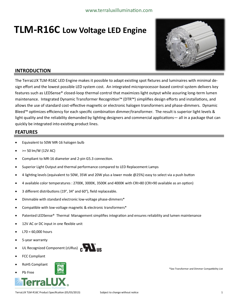 TERRALUX TLM-R16C User Manual | 6 pages