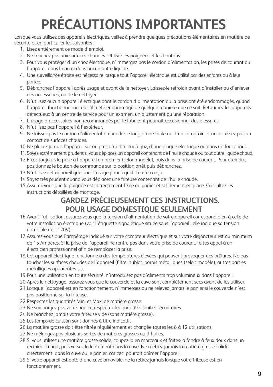 Précautions importantes | T-Fal Simply Smart User Manual | Page 11 / 28