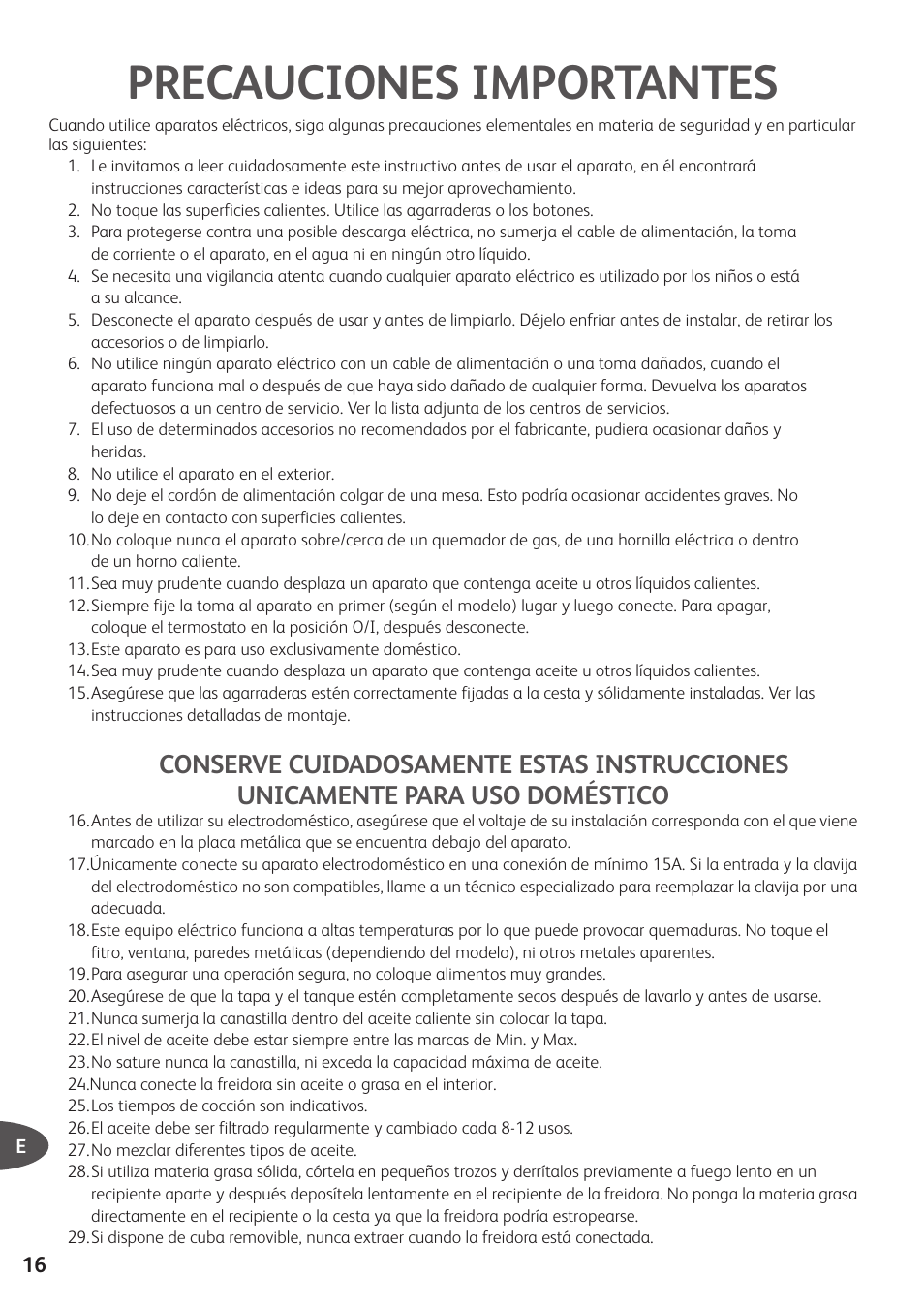 Precauciones importantes | T-Fal Simply Smart User Manual | Page 18 / 28