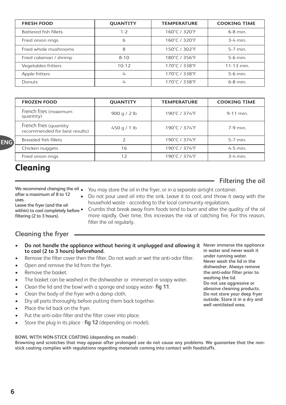 Cleaning, Filtering the oil, Cleaning the fryer | T-Fal Simply Smart User Manual | Page 8 / 28