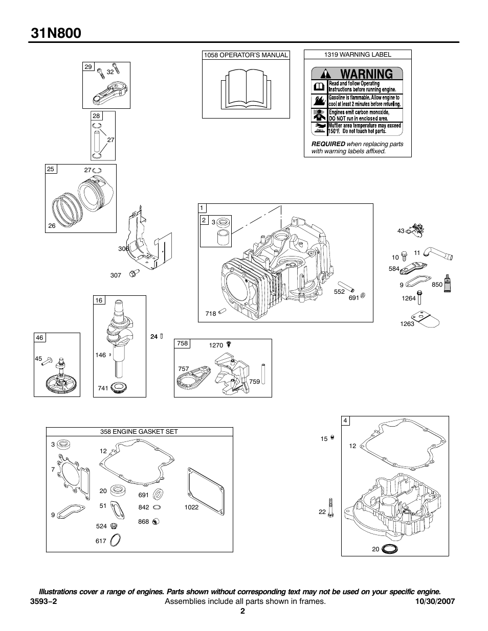 Briggs & Stratton 31N800 User Manual | Page 2 / 10