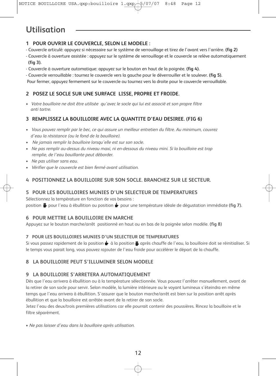 Utilisation | T-Fal Vitesses User Manual | Page 12 / 22