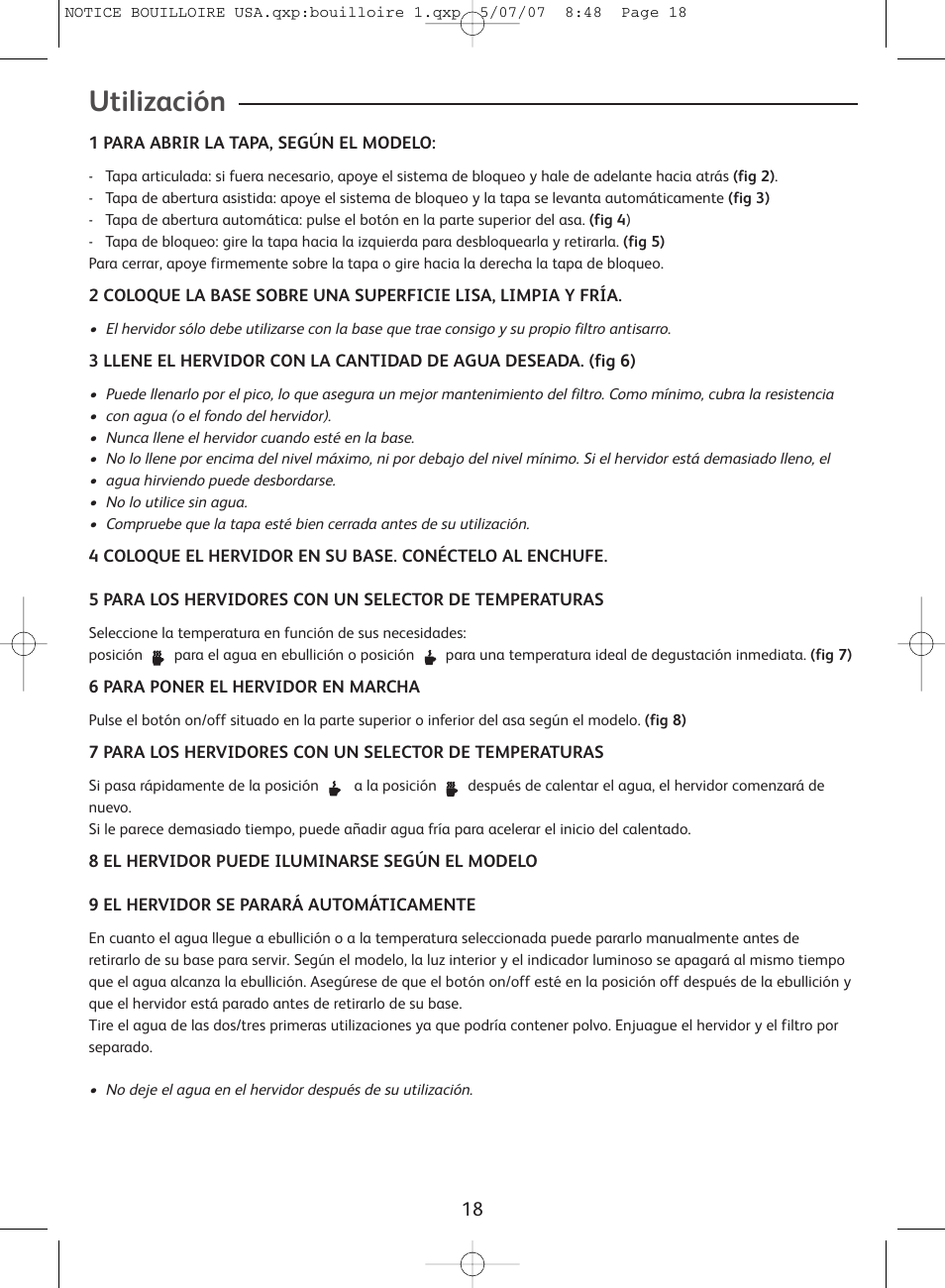 Utilización | T-Fal Vitesses User Manual | Page 18 / 22