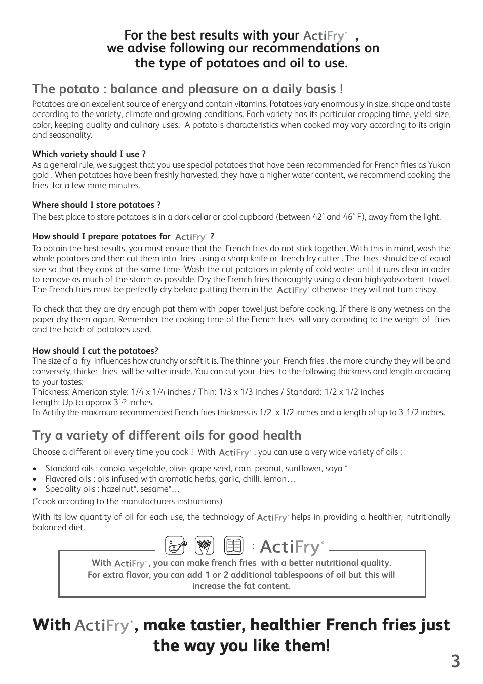 Try a variety of different oils for good health | T-Fal ActiFry User Manual | Page 5 / 14
