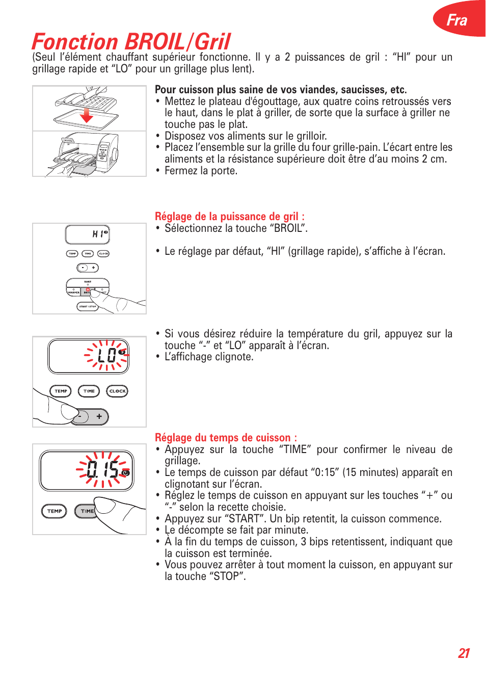 Fonction broil/gril | T-Fal Avante Elite Convection User Manual | Page 24 / 48