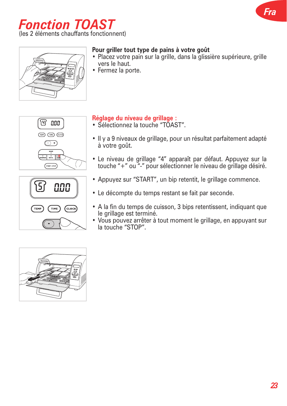 Fonction toast | T-Fal Avante Elite Convection User Manual | Page 26 / 48