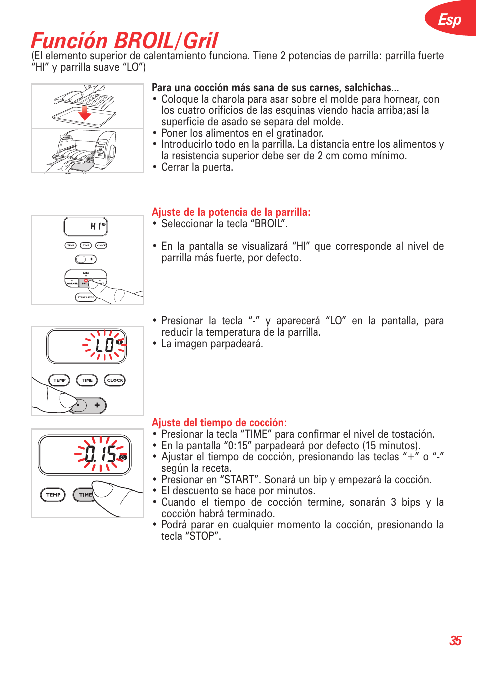 Función broil/gril | T-Fal Avante Elite Convection User Manual | Page 38 / 48