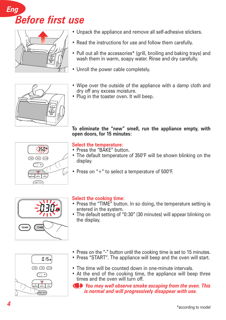 Before first use | T-Fal Avante Elite Convection User Manual | Page 7 / 48