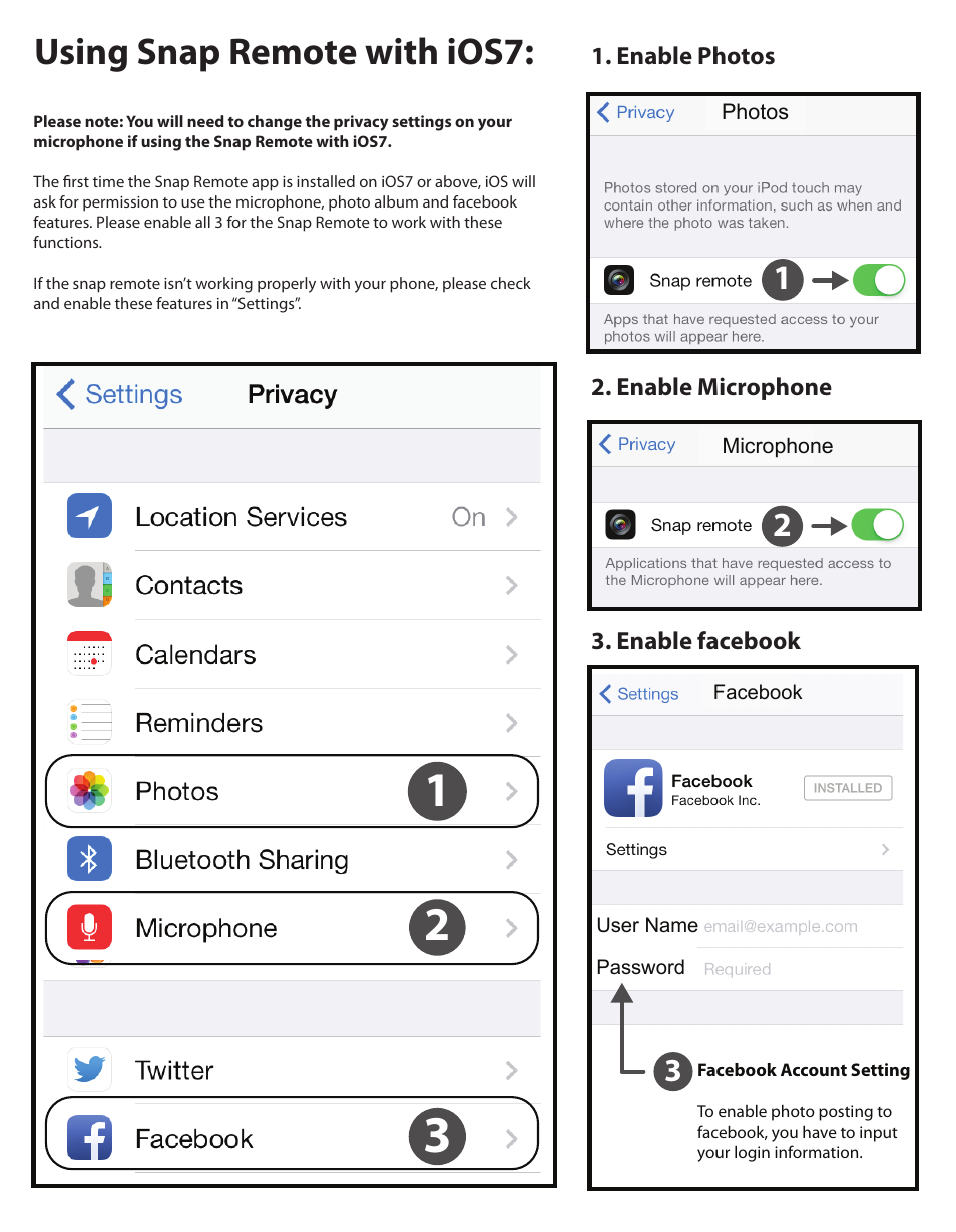 thumbsUp Using Snap Remote with iOS7 User Manual | 1 page