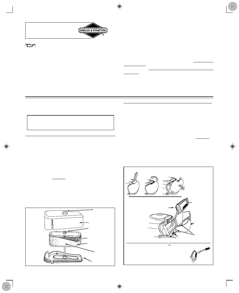 Maintenance, Oil filter, Oil pressure | Air cleaner | Briggs & Stratton 210000 User Manual | Page 12 / 20