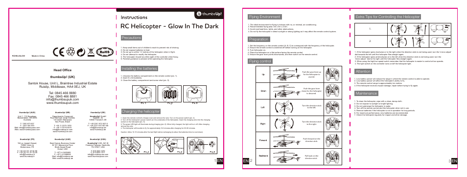 thumbsUp RC Helicopter - Glow In The Dark Helicopter User Manual | 1 page