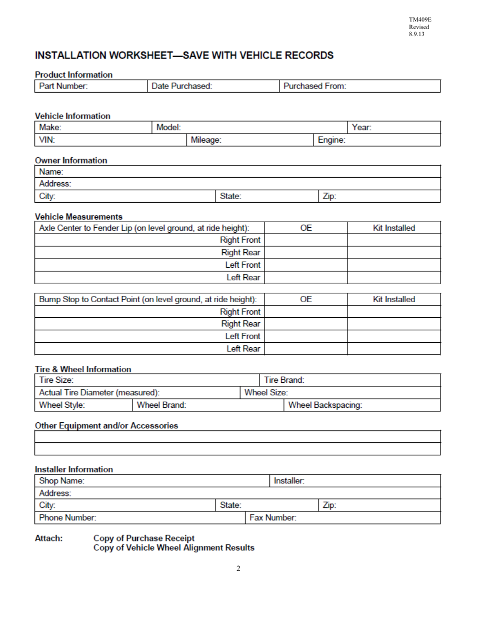 Trail Master Suspension TM409E 2005– 2012 FORD F-250/F-350 4WD 2 1/2 SPACER KIT User Manual | Page 2 / 8