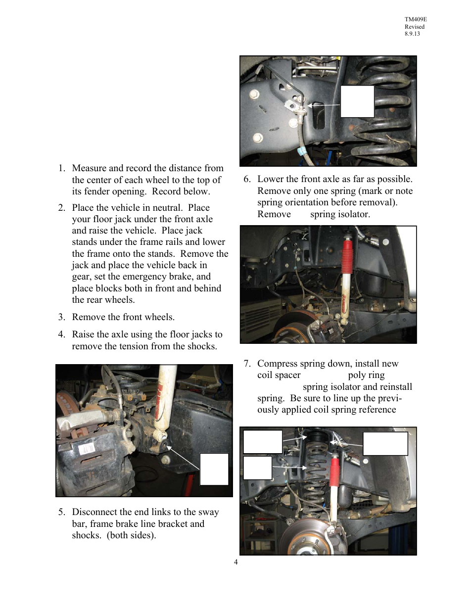 Install front suspension | Trail Master Suspension TM409E 2005– 2012 FORD F-250/F-350 4WD 2 1/2 SPACER KIT User Manual | Page 4 / 8