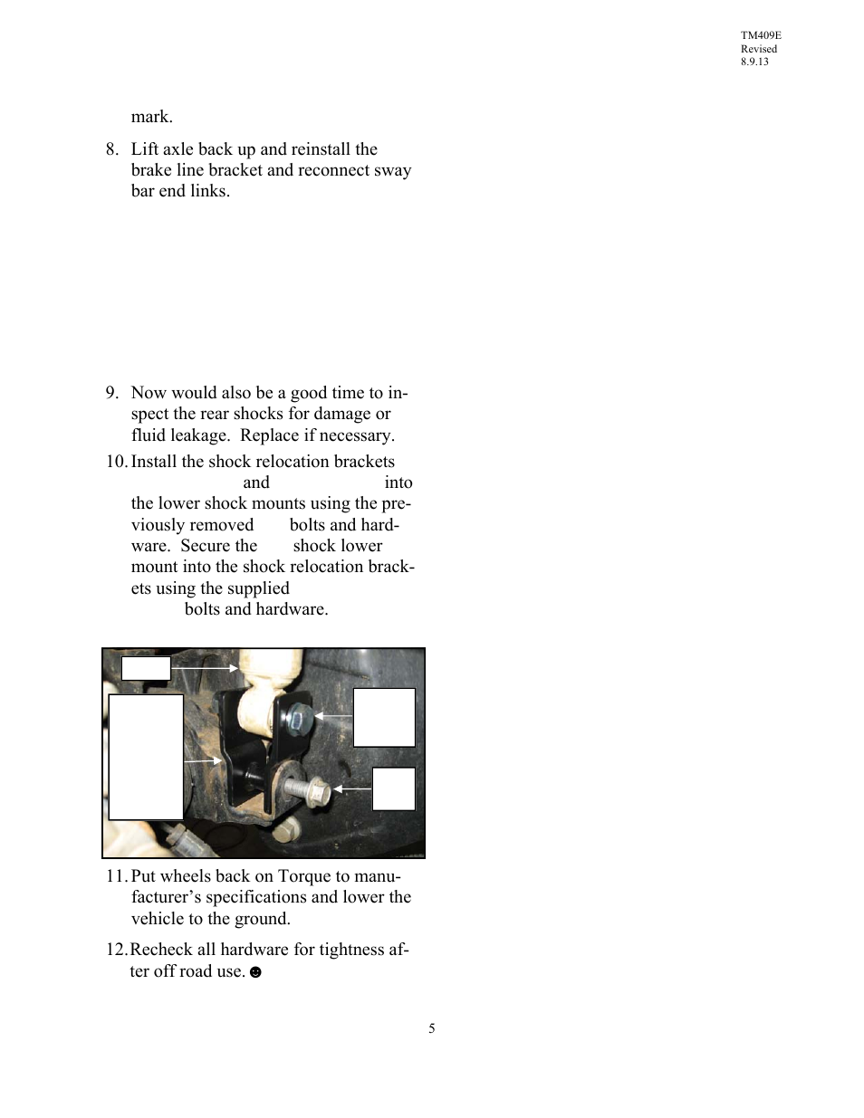 Trail Master Suspension TM409E 2005– 2012 FORD F-250/F-350 4WD 2 1/2 SPACER KIT User Manual | Page 5 / 8