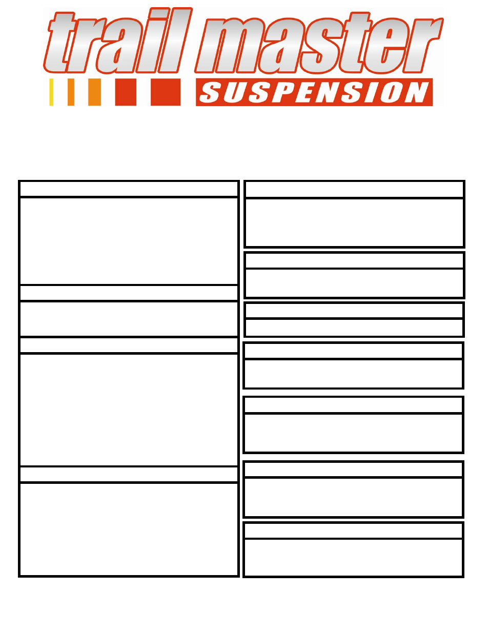 Trail Master Suspension TM102N GM 1500 4WD/2WD SUSPENSION 4 LIFT KIT User Manual | 16 pages