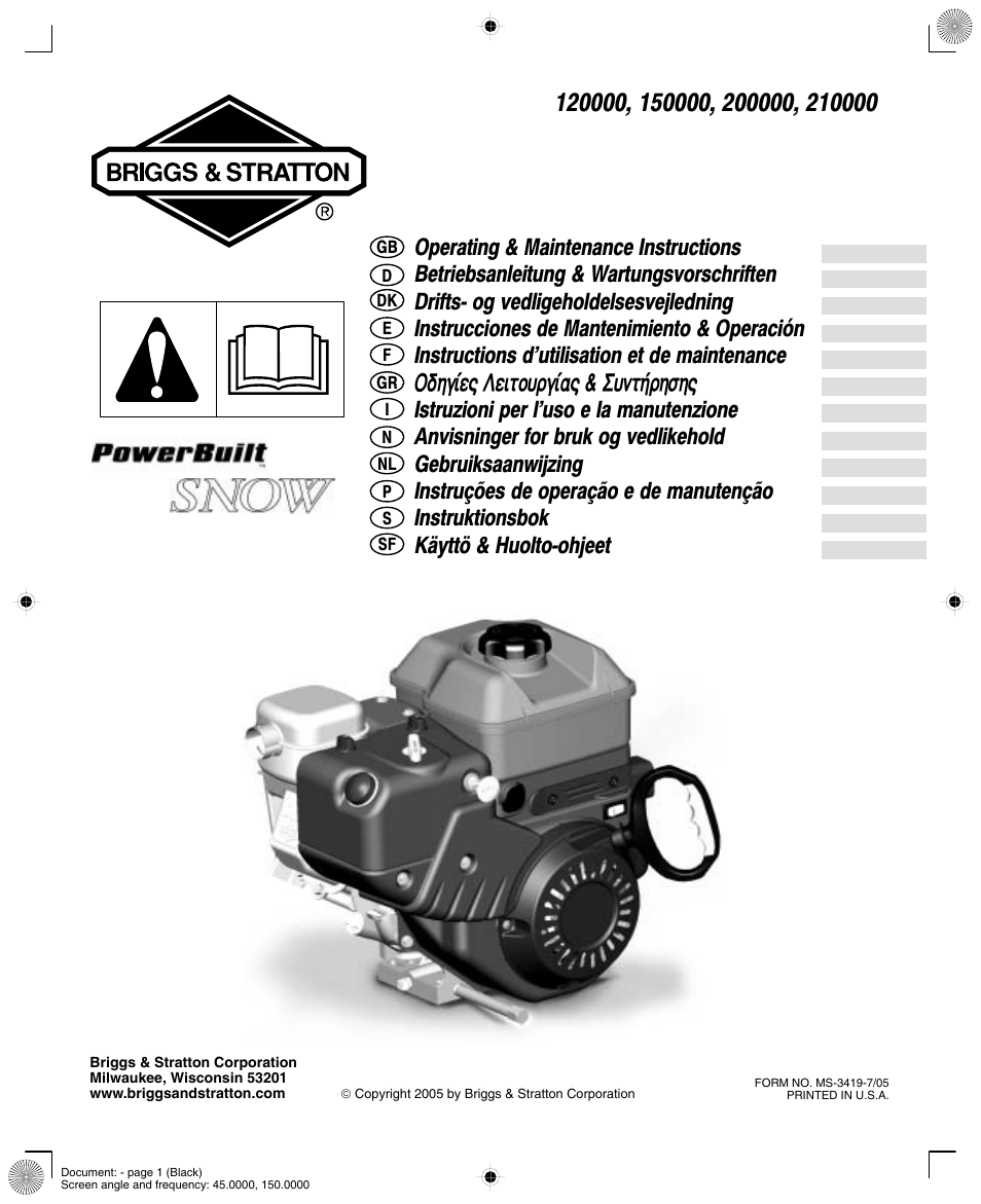 Briggs & Stratton POWER BUILT 150000 User Manual | 10 pages