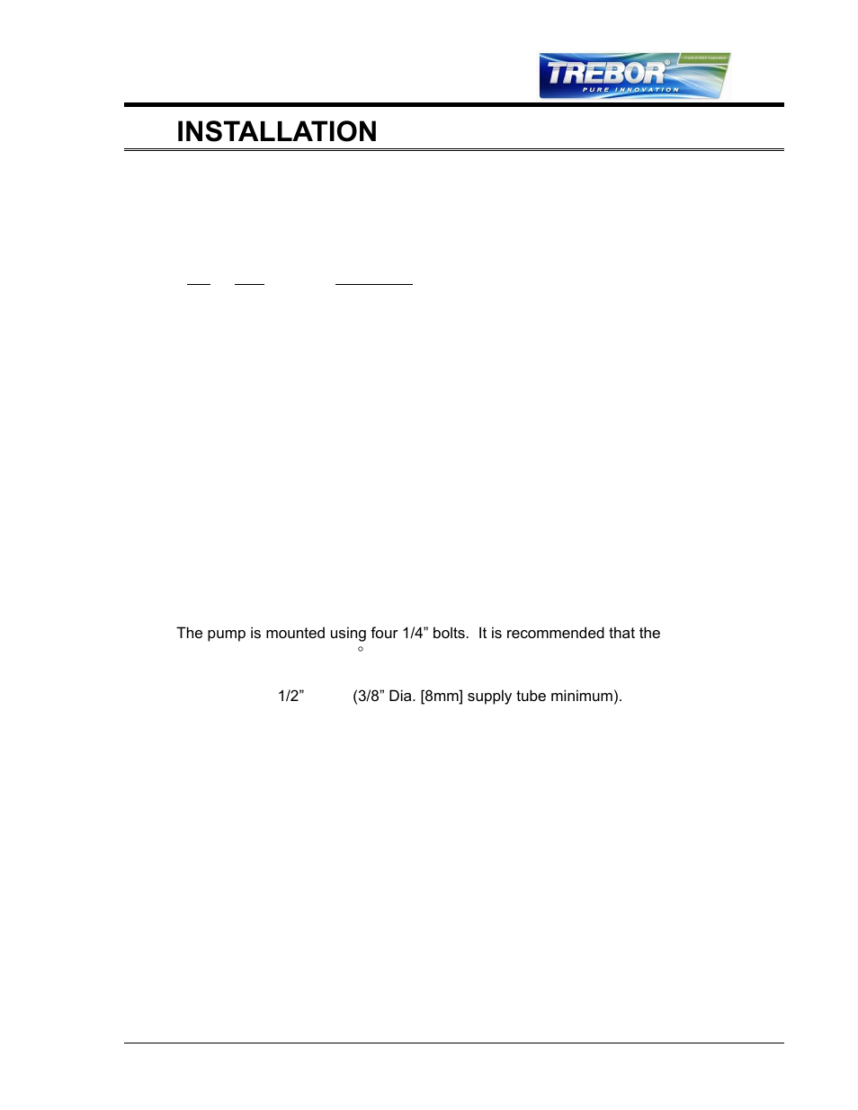 Installation, Unpacking, Tie bolt torque | Utilities / hook-up, 1installation | Trebor 120D Mega User Manual | Page 3 / 28
