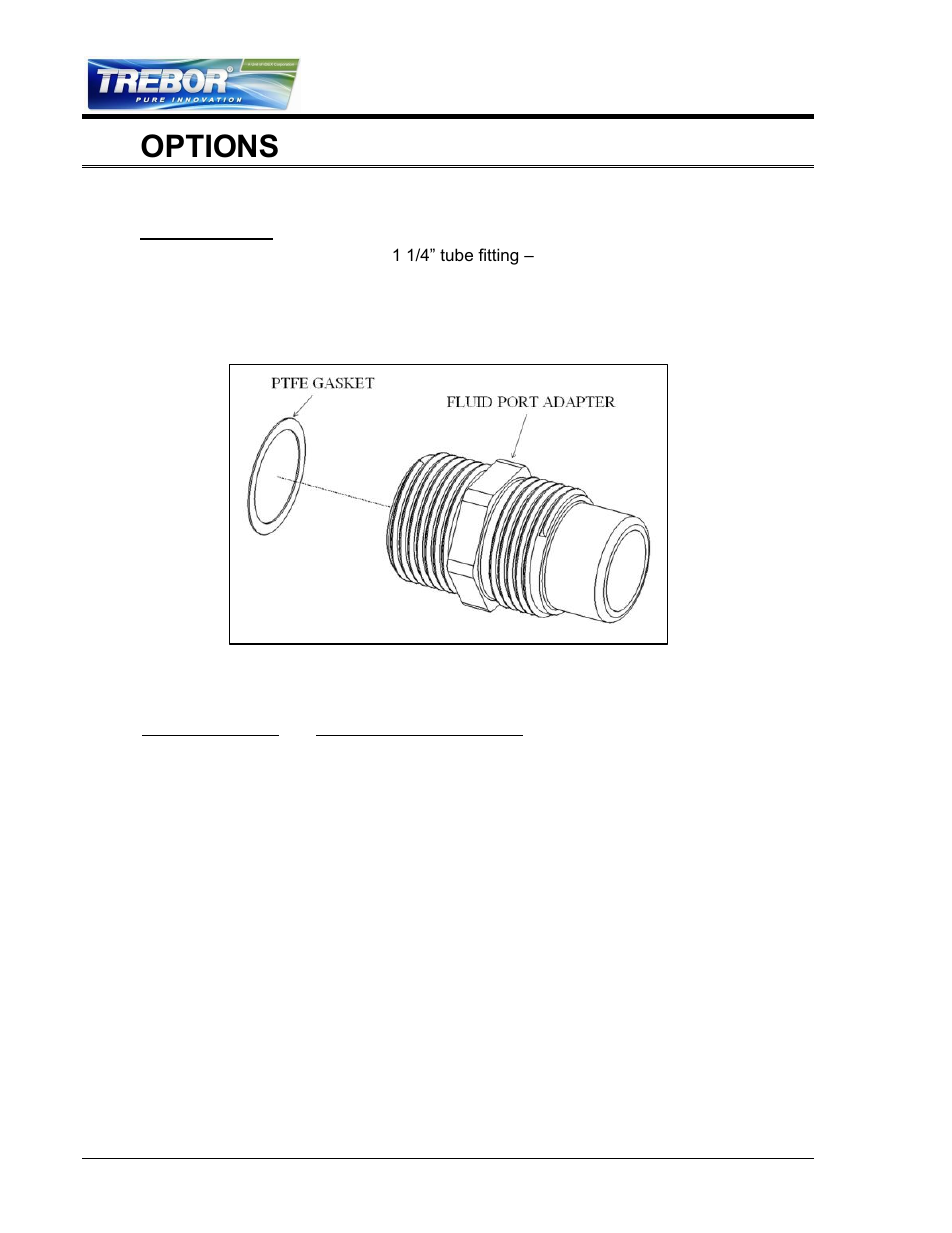 Options, Fluid port connection options, Fluid fittings / surge suppressor hook-up | Bolts6, N 2.2, 2options | Trebor 120E Mega User Manual | Page 6 / 25