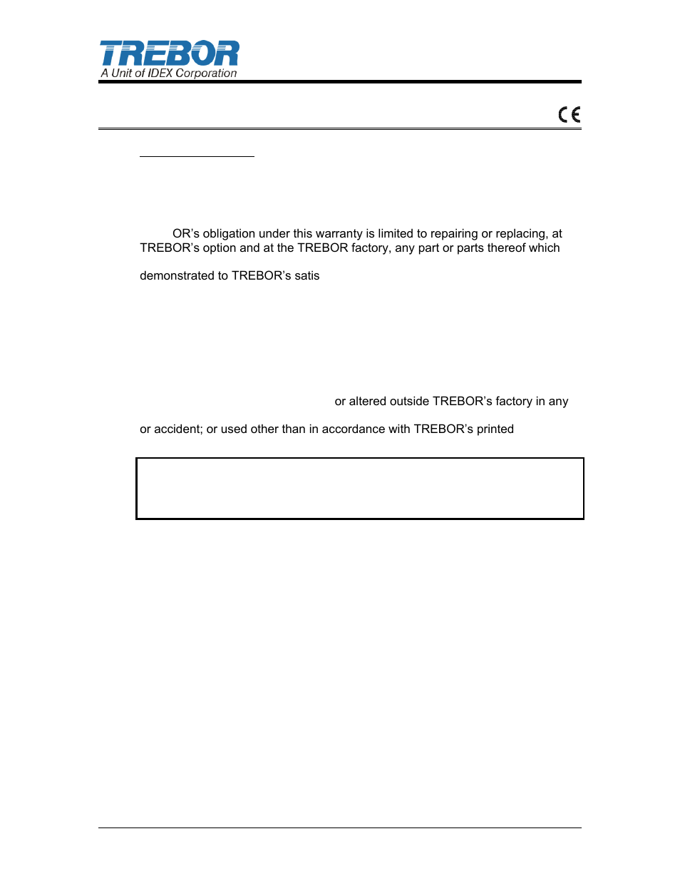 6warranty | Trebor 110E User Manual | Page 22 / 23