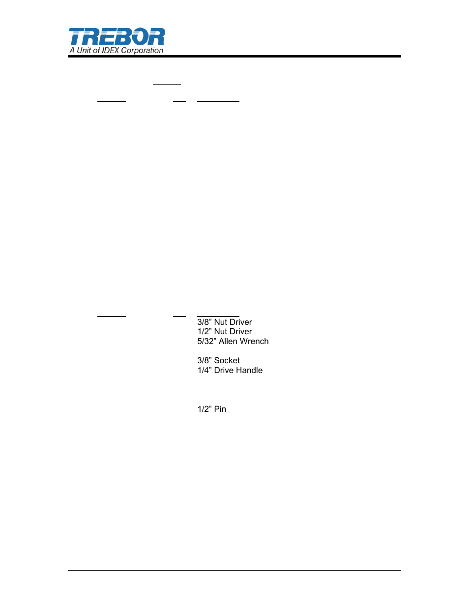 2 recommended spare parts, 3 tools | Trebor 110R User Manual | Page 12 / 23