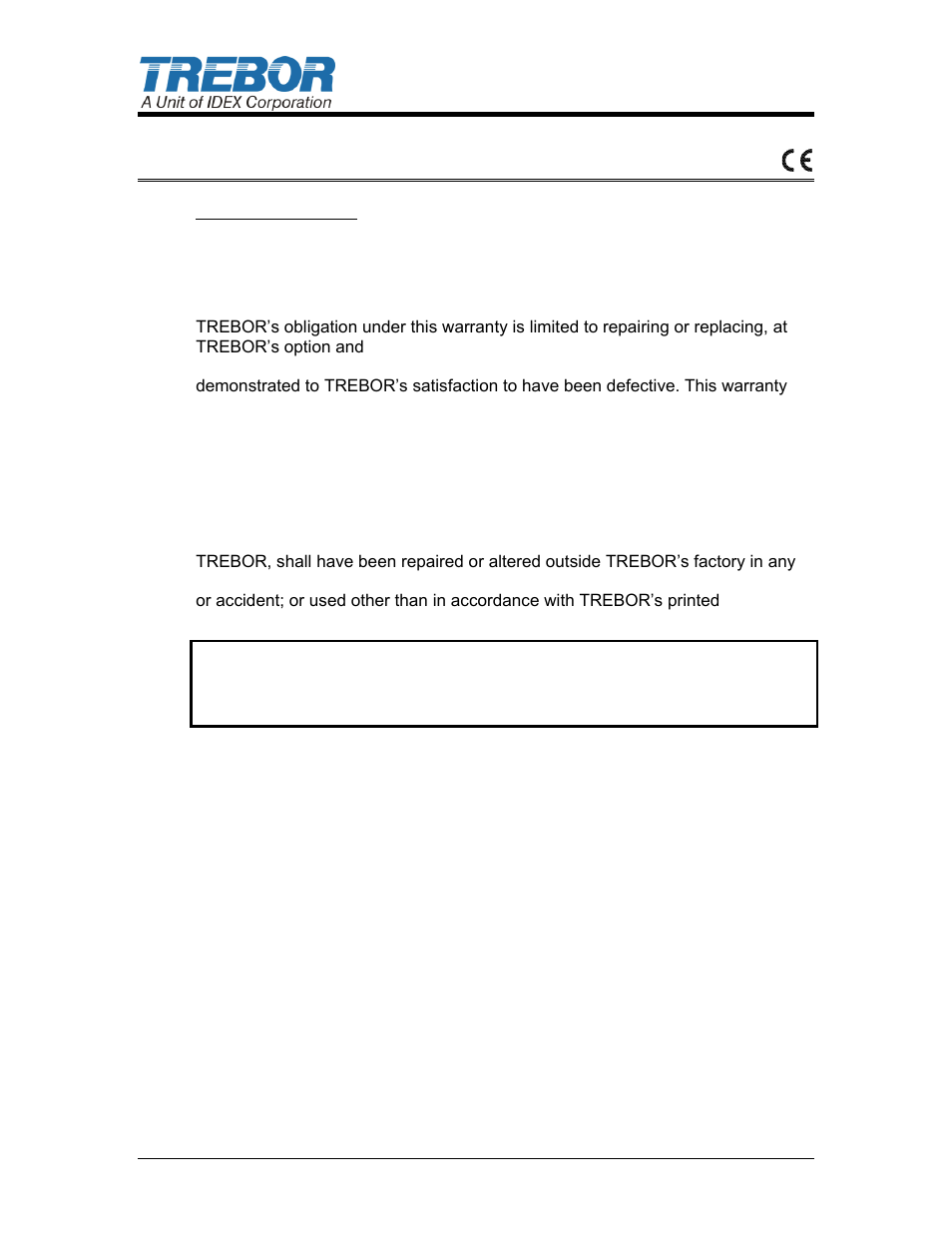 6warranty | Trebor 110R User Manual | Page 22 / 23